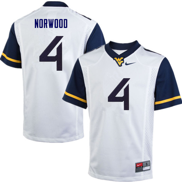 Men #4 Josh Norwood West Virginia Mountaineers College Football Jerseys Sale-White - Click Image to Close